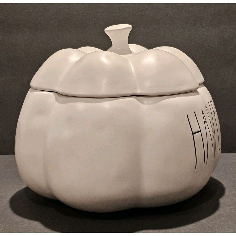 RARE Rae Dunn HARVEST Pumpkin Canister w/ Lid - Artisan Collection Magenta - EUC - Picture 8 of 12